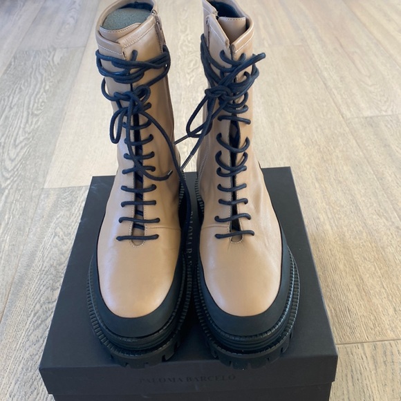Anthropologie and Free People BNWT Paloma Barcelo Camel Lace up Combat Boots 9 - Picture 4 of 9
